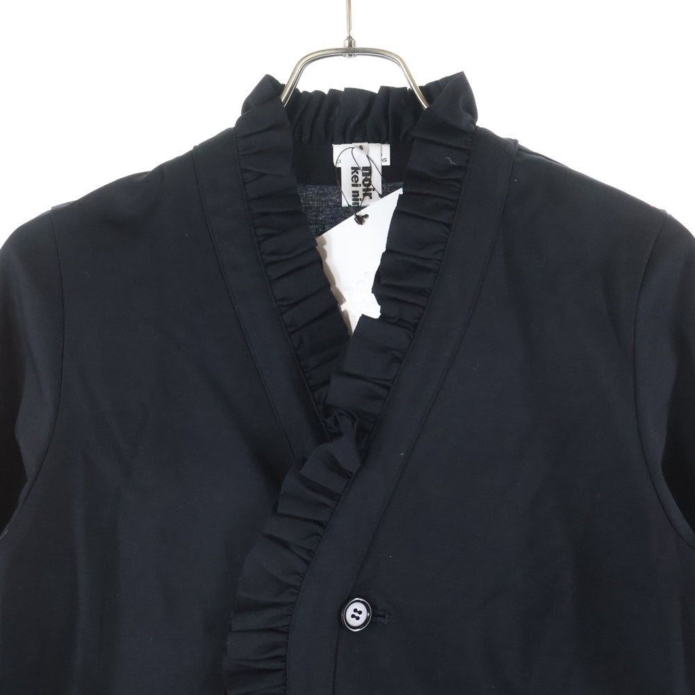 NOIR KEI NINOMIYA(ノワール ケイニノミヤ) 22SS AD2021 コットン フリル ラッフルトリム テーラードジャケット レディース ブラック 3I-T019