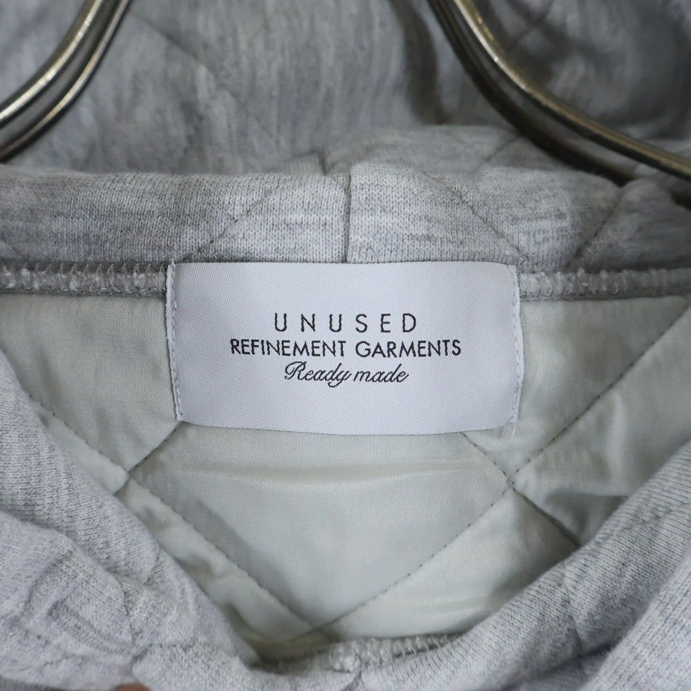 UNUSED(アンユーズド) 22SS キルティング コットン プルオーバーフーディー パーカー スウェット グレー US2267-C003S1