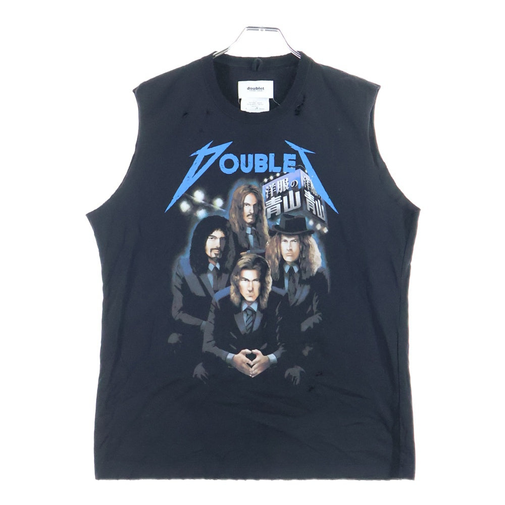 doublet(ダブレット) 22SS AOYAMA ROCK NO SLEEVE T-SHIRT 洋服の青山 ロック ノースリーブTシャツ カットソー ブラック 22SS73CS225