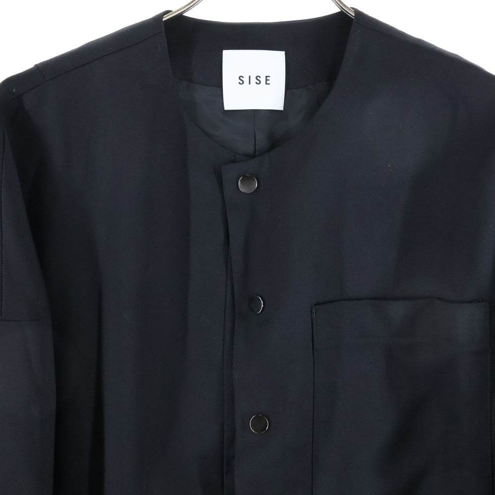 SISE(シセ) 22AW NO COLLER BLOUSON JACKET ノーカラー スナップボタン ブルゾン ジャケット ブラック NA-JK-03