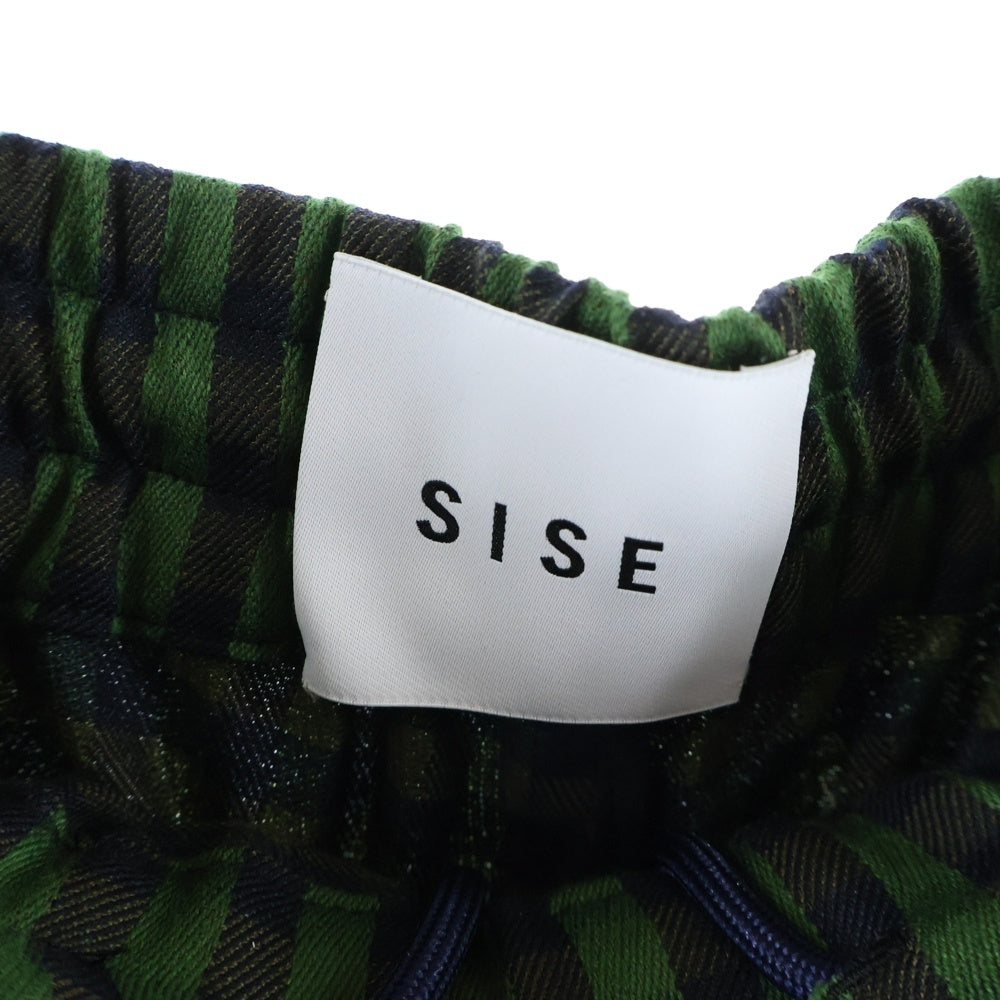 SISE(シセ) STRIPE HALF PANTS ストライプ ドローストリング ハーフパンツ グリーン YS-PT-03
