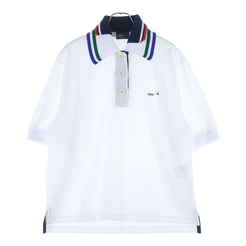 kolor(カラー) Pe鹿の子 ニットカラー 半袖ポロシャツ ホワイト 22SCL-T02202