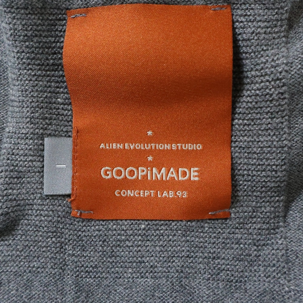 GOOPiMADE(グーピーメイド) ×AES エーイーエス ブロッキングデザイン 長袖ニットポロシャツ グレー