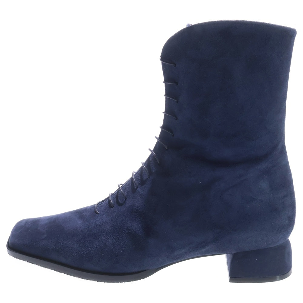 Mame Kurogouchi(マメ クロゴウチ) 24AW Lace Up Suede Boots レースアップ スエードレザー ブーツ レディース ネイビー MM24FW-AC308