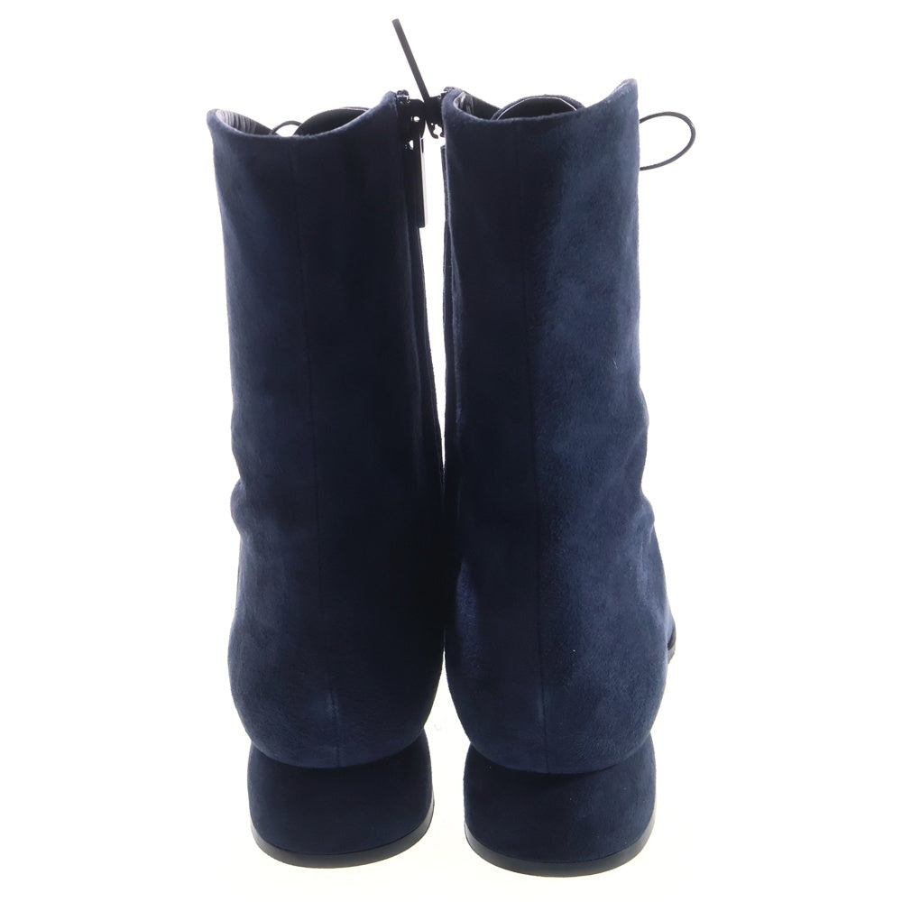 Mame Kurogouchi(マメ クロゴウチ) 24AW Lace Up Suede Boots レースアップ スエードレザー ブーツ レディース ネイビー MM24FW-AC308