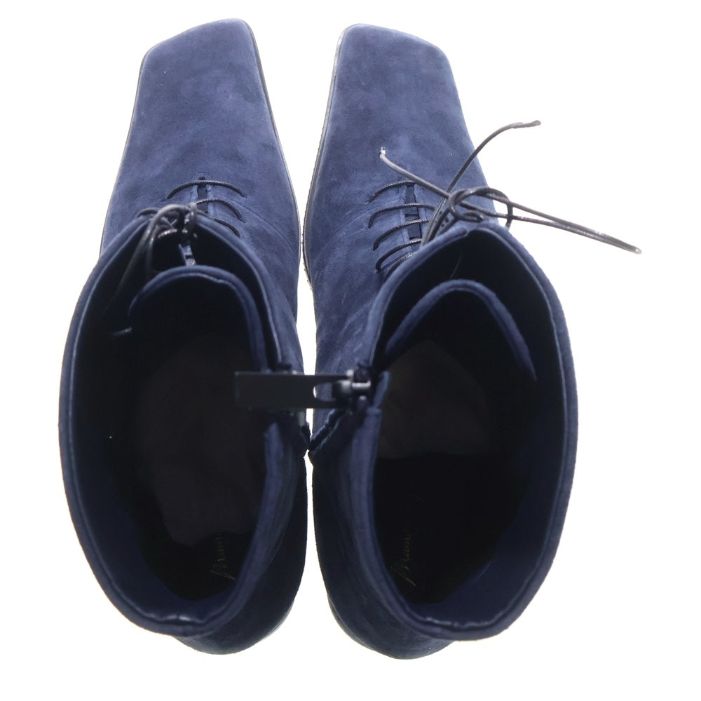 Mame Kurogouchi(マメ クロゴウチ) 24AW Lace Up Suede Boots レースアップ スエードレザー ブーツ レディース ネイビー MM24FW-AC308