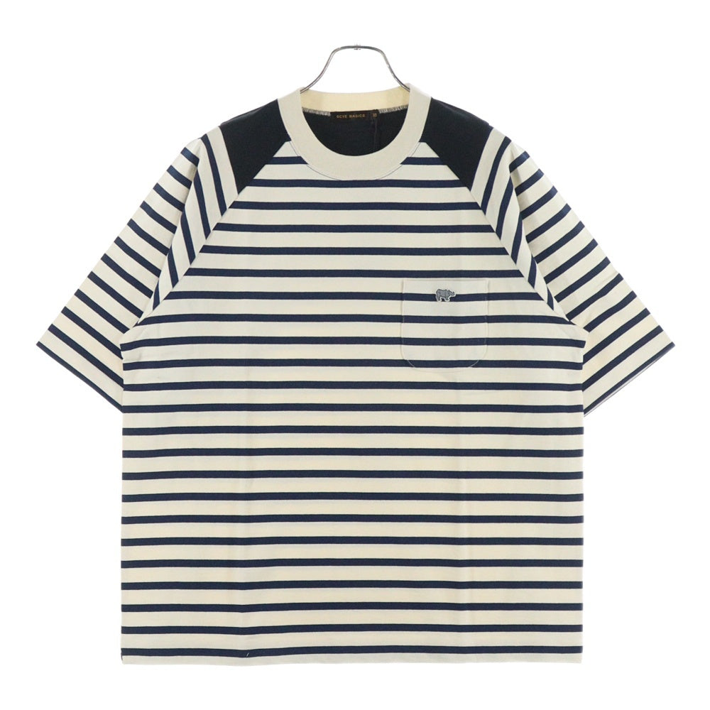 SCYE(サイ) 23SS Striped Jersey Paneled T-Shirt ストライプジャージーパネルド クルーネック 半袖Tシャツ カットソー アイボリー/ネイビー 5724-21715