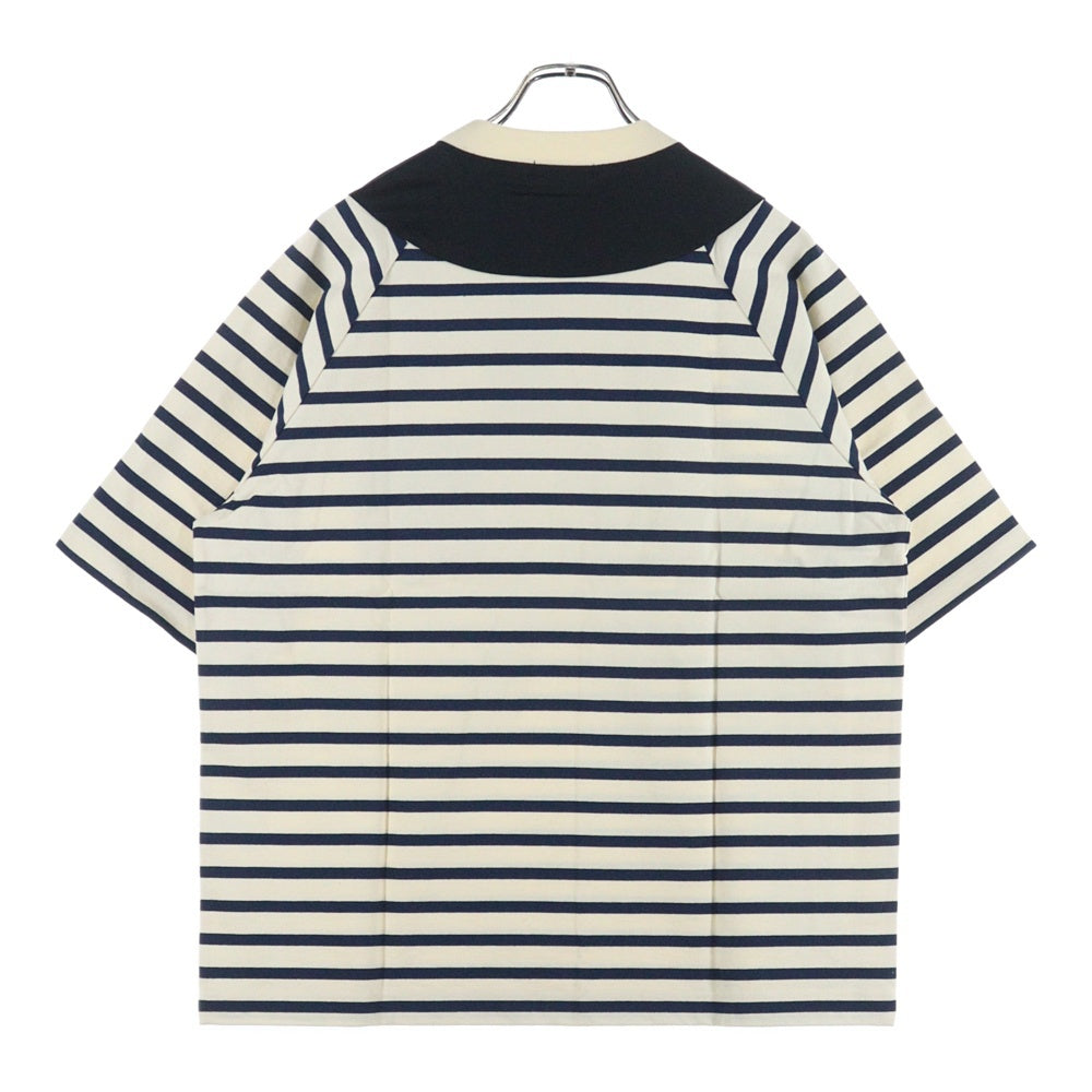 SCYE(サイ) 23SS Striped Jersey Paneled T-Shirt ストライプジャージーパネルド クルーネック 半袖Tシャツ カットソー アイボリー/ネイビー 5724-21715