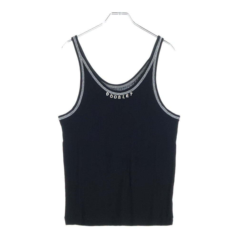 doublet(ダブレット) 22AW RIB TANK TOP リブニット ロゴチャーム タンクトップ ブラック 22AW26CS233