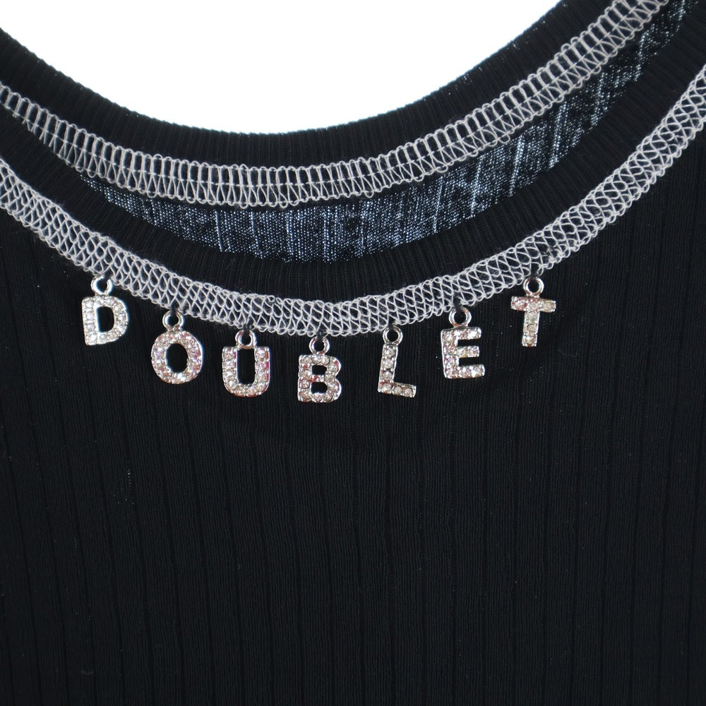 doublet(ダブレット) 22AW RIB TANK TOP リブニット ロゴチャーム タンクトップ ブラック 22AW26CS233