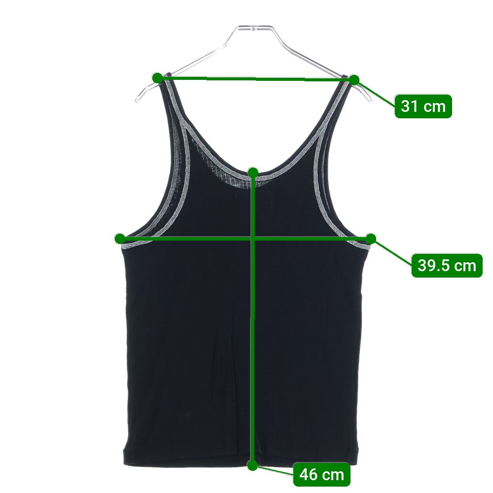doublet(ダブレット) 22AW RIB TANK TOP リブニット ロゴチャーム タンクトップ ブラック 22AW26CS233