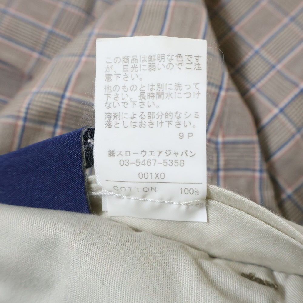 INCOTEX(インコテックス) SLOWEAR チェック柄 スラックス パンツ