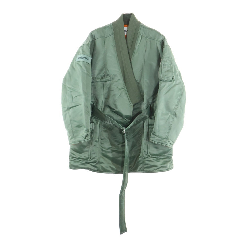 AMBUSH(アンブッシュ) 20AW MA-1 HYBRID BELTED ROBE JACKET エムエーワン ハイブリッド ベルトローブ ロング ボンバージャケット カーキ BMEA002F20FAB001
