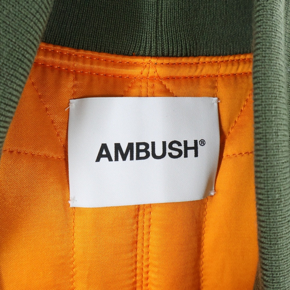 AMBUSH(アンブッシュ) 20AW MA-1 HYBRID BELTED ROBE JACKET エムエーワン ハイブリッド ベルトローブ ロング ボンバージャケット カーキ BMEA002F20FAB001
