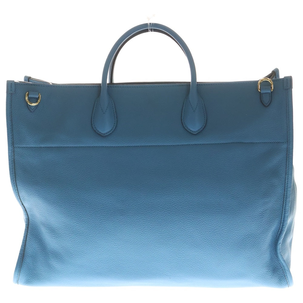 GUCCI(グッチ) ロゴエンボス レザー ラージトートバッグ ブルー 674837
