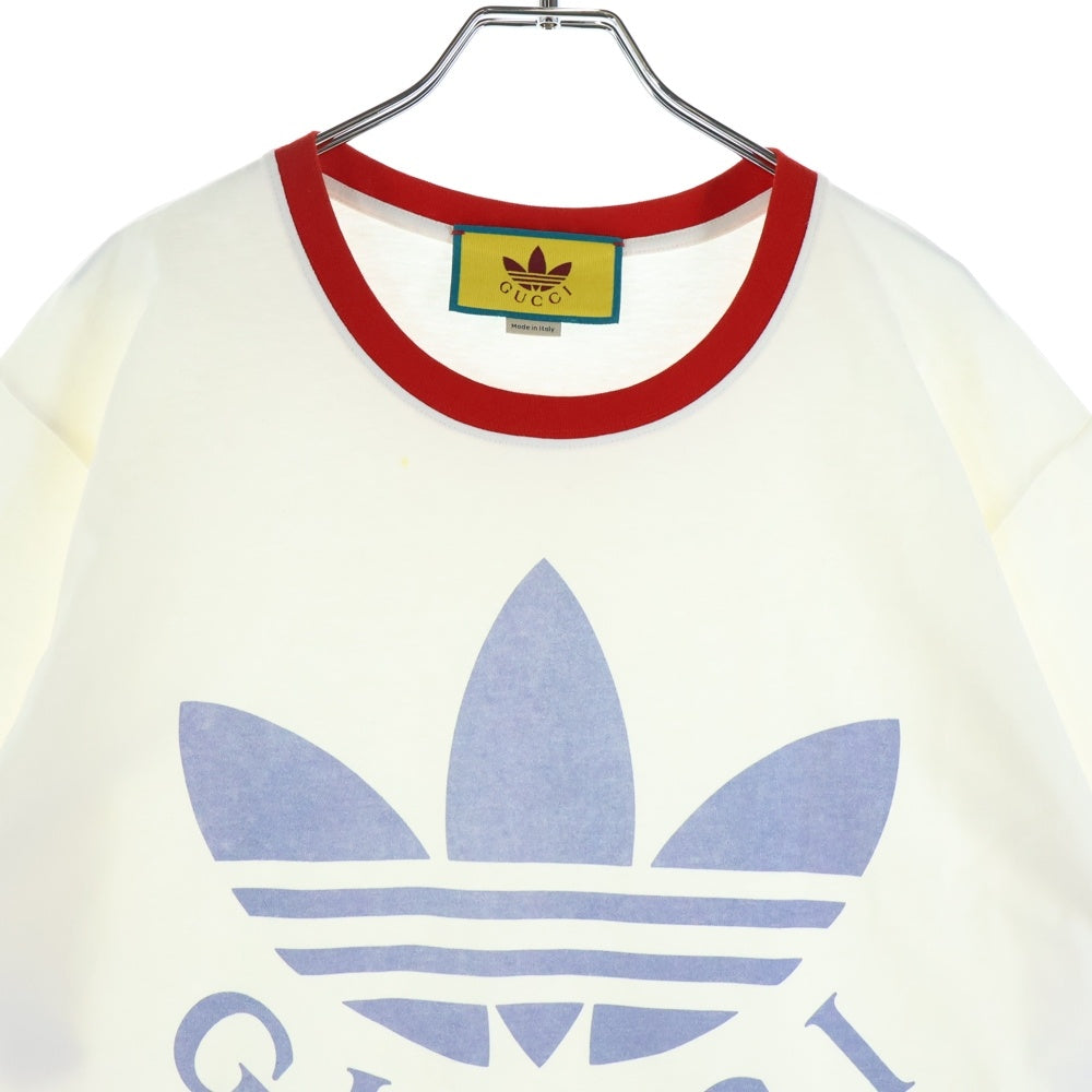 GUCCI(グッチ) ×adidas アディダス トレフォイルロゴ トリムTシャツ ホワイト 702612 XJEB1