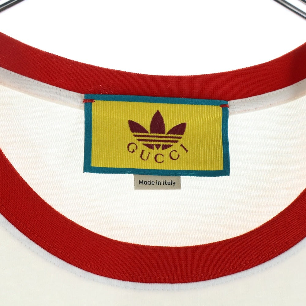 GUCCI(グッチ) ×adidas アディダス トレフォイルロゴ トリムTシャツ ホワイト 702612 XJEB1