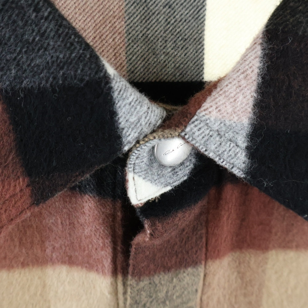 Rick Owens(リックオウエンス) 24AW フランネル チェックシャツ ブラウン RU02D6237-CP