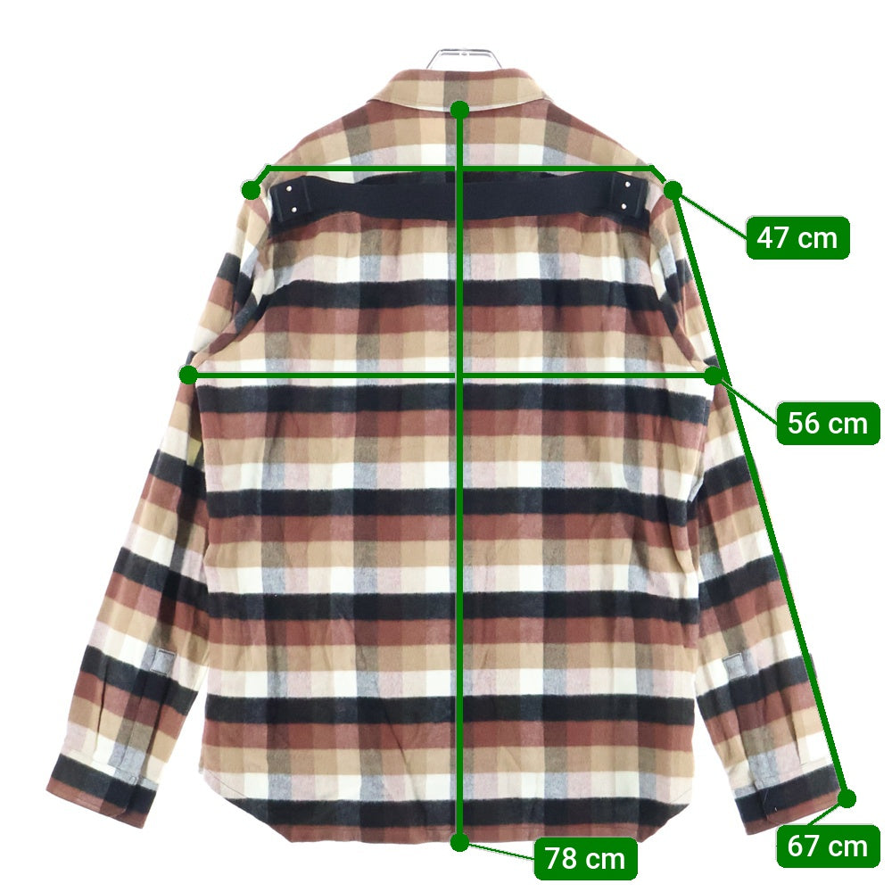 Rick Owens(リックオウエンス) 24AW フランネル チェックシャツ ブラウン RU02D6237-CP