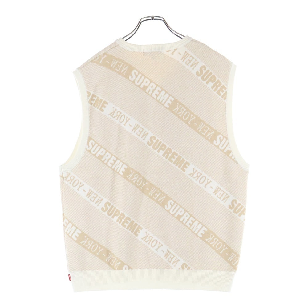 SUPREME(シュプリーム) 22SS Stripe Sweater Vest ストライプセーターベスト ロゴジャガード ニットベスト ホワイト