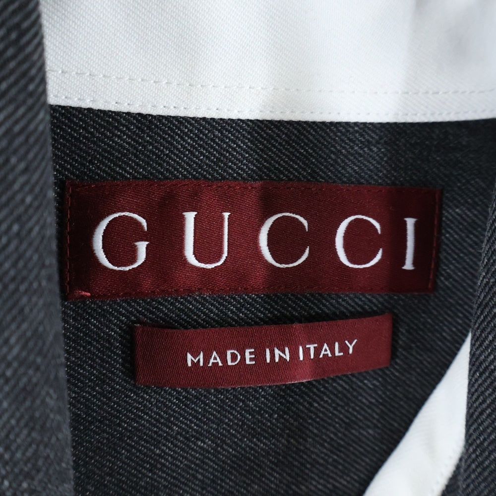 GUCCI(グッチ) 24AW エンブロイダリーサイドロゴ シャツ グレー 794866