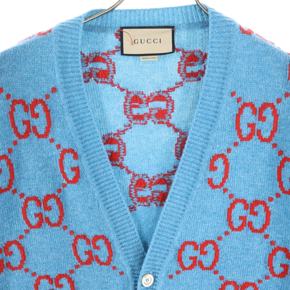 GUCCI(グッチ) 22SS GG柄カーディガン ブルー 674043