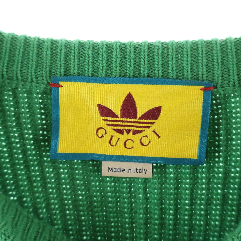 GUCCI(グッチ) ×adidas アディダス ロゴ刺繍2トーンクルーネックニット