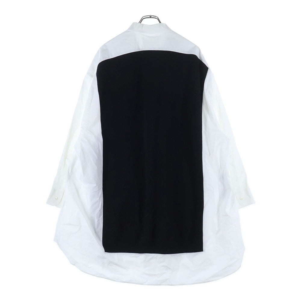 Maison Martin Margiela(メゾンマルタンマルジェラ) 20AW Spliced ニット切替 オーバーサイズ長袖シャツワンピース レディース ブラック/ホワイト S51DL0356 S44720