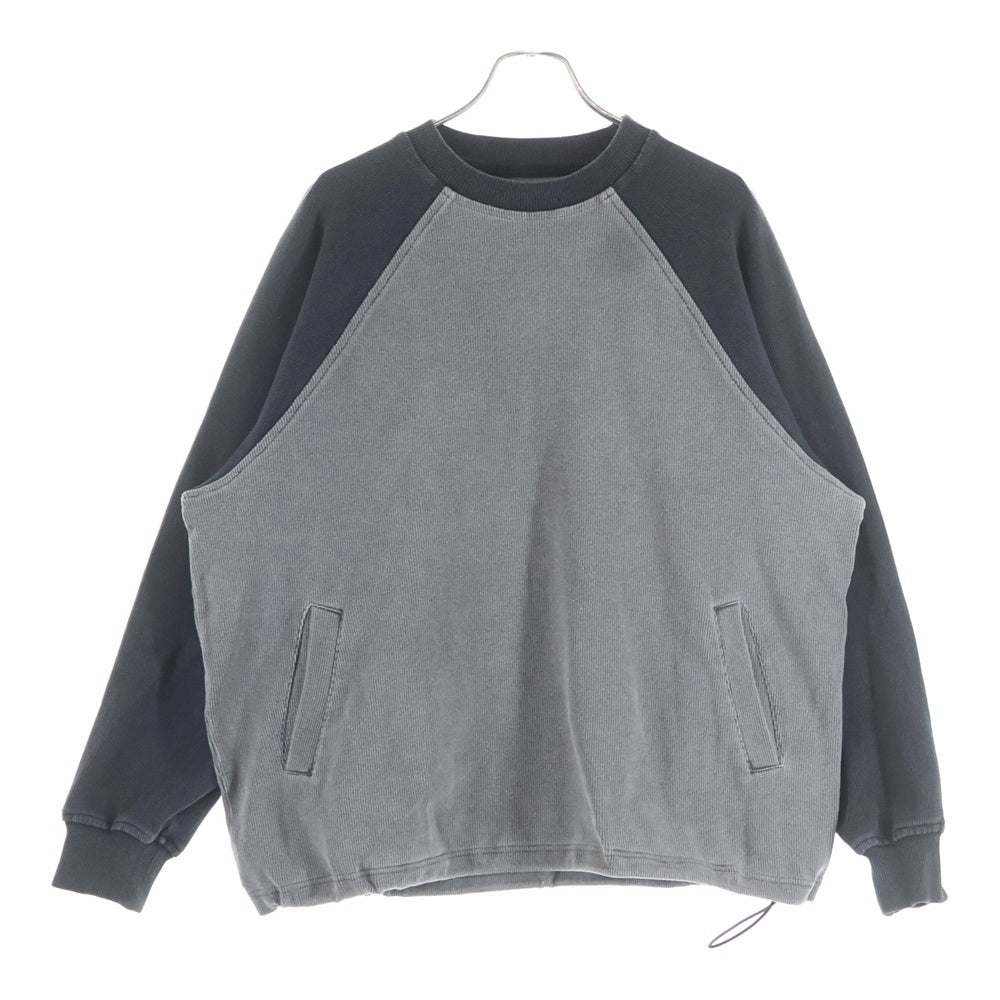 ISAMU KATAYAMA BACKLASH(イサムカタヤマバックラッシュ) STRETCH HEAVY RAGLAN SLEEVES PULLOVER ストレッチヘビー ラグランスリーブ 長袖クルーネックプルオーバー グレー/ブラック 2138-01
