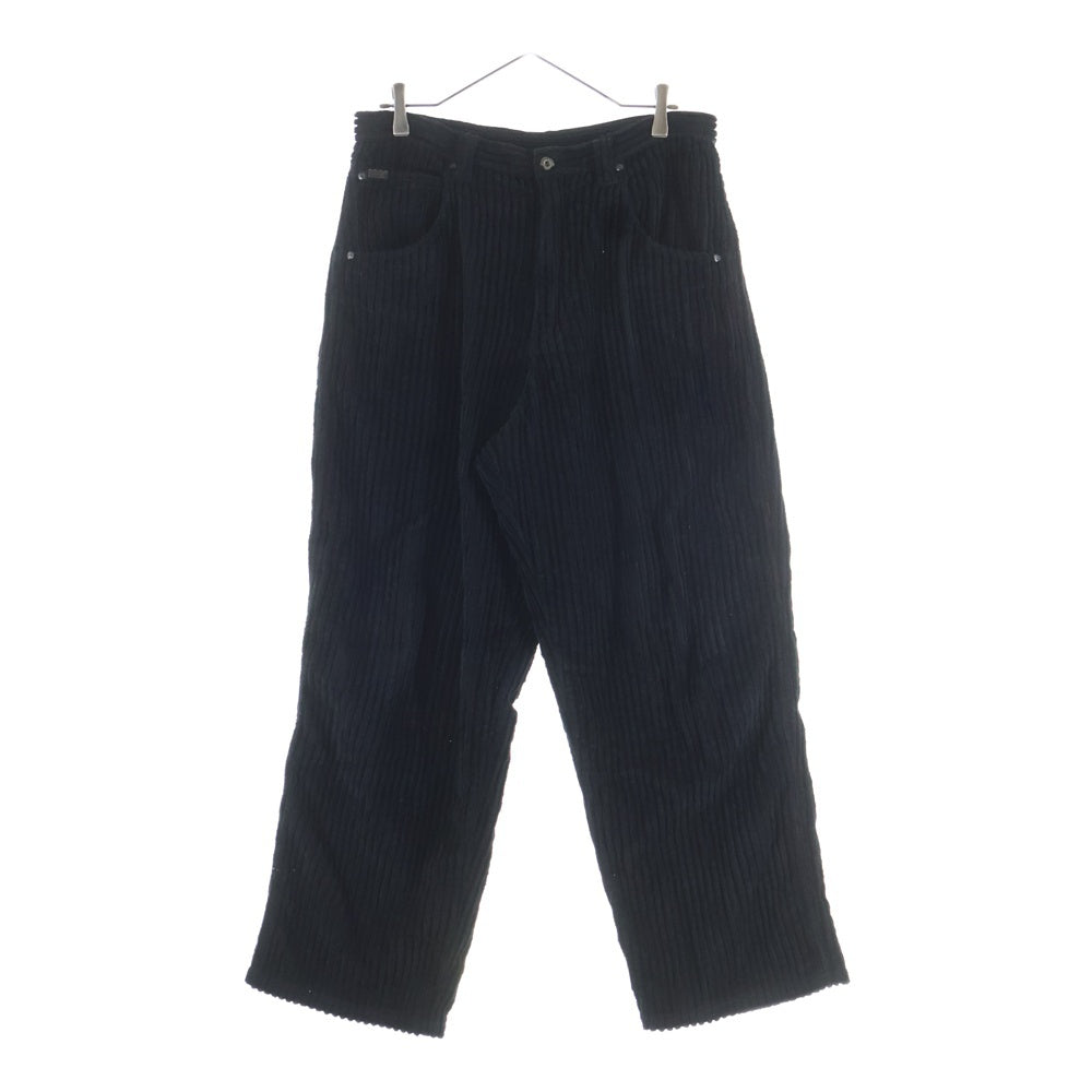 ISAMU KATAYAMA BACKLASH(イサムカタヤマバックラッシュ) 24AW THICK RIDGE CORDUROY GARMENT-DYED WIDE PANTS リネン混 製品染 コーデュロイワイドパンツ ブラック 2137-01