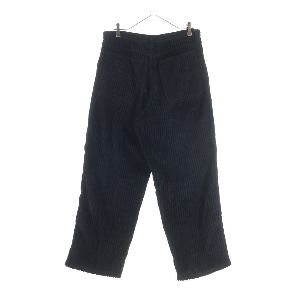 ISAMU KATAYAMA BACKLASH(イサムカタヤマバックラッシュ) 24AW THICK RIDGE CORDUROY GARMENT-DYED WIDE PANTS リネン混 製品染 コーデュロイワイドパンツ ブラック 2137-01