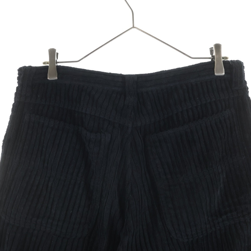 ISAMU KATAYAMA BACKLASH(イサムカタヤマバックラッシュ) 24AW THICK RIDGE CORDUROY GARMENT-DYED WIDE PANTS リネン混 製品染 コーデュロイワイドパンツ ブラック 2137-01