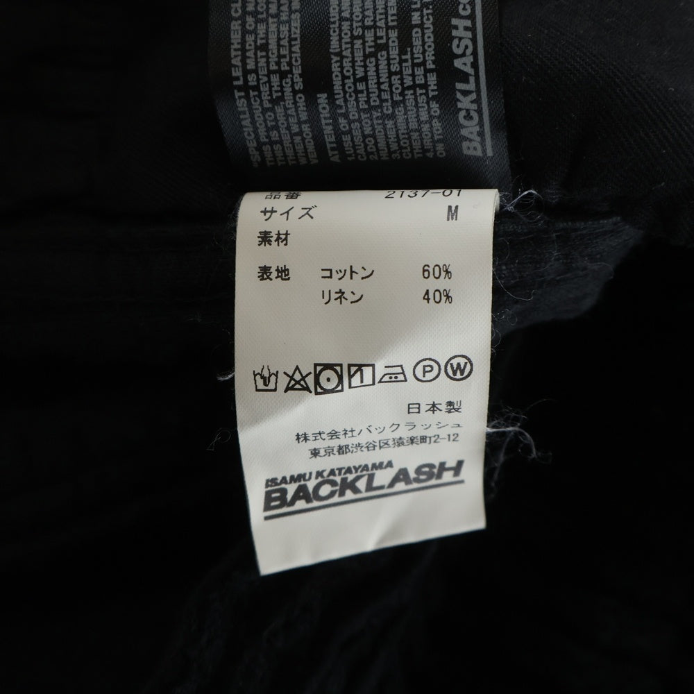 ISAMU KATAYAMA BACKLASH(イサムカタヤマバックラッシュ) 24AW THICK RIDGE CORDUROY GARMENT-DYED WIDE PANTS リネン混 製品染 コーデュロイワイドパンツ ブラック 2137-01