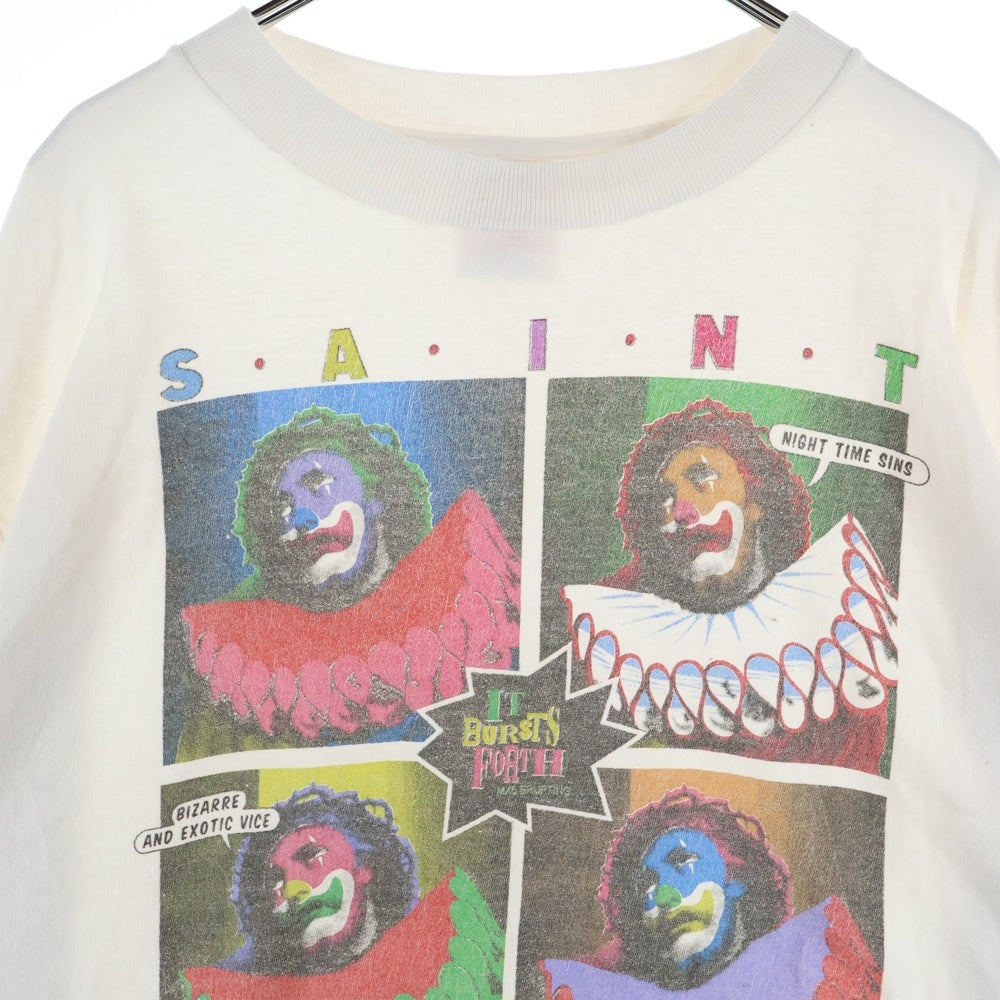 SAINT MICHAEL(セントマイケル) 25AW LS TEE/KEEP IT ダメージ加工 アームプリントTシャツ 長袖クルーネックカットソー ホワイト SM-HR1-0000-037