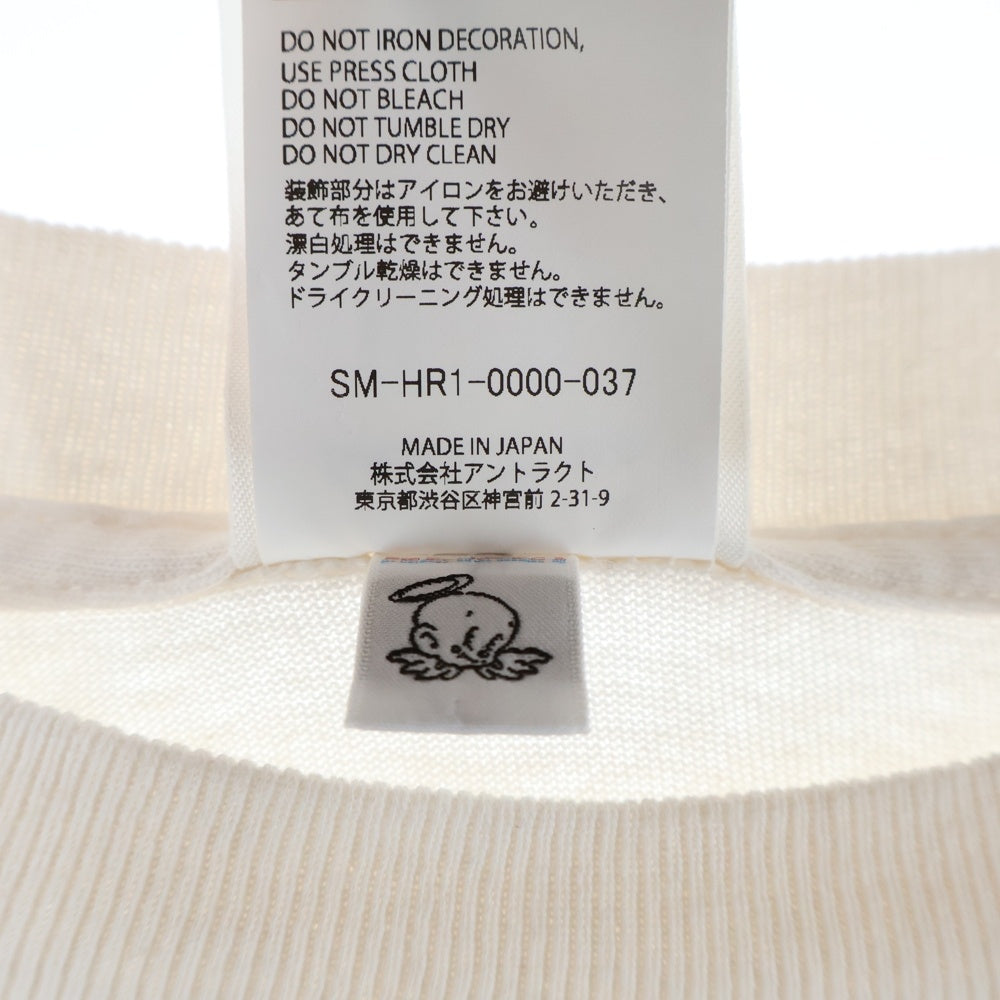 SAINT MICHAEL(セントマイケル) 25AW LS TEE/KEEP IT ダメージ加工 アームプリントTシャツ 長袖クルーネックカットソー ホワイト SM-HR1-0000-037