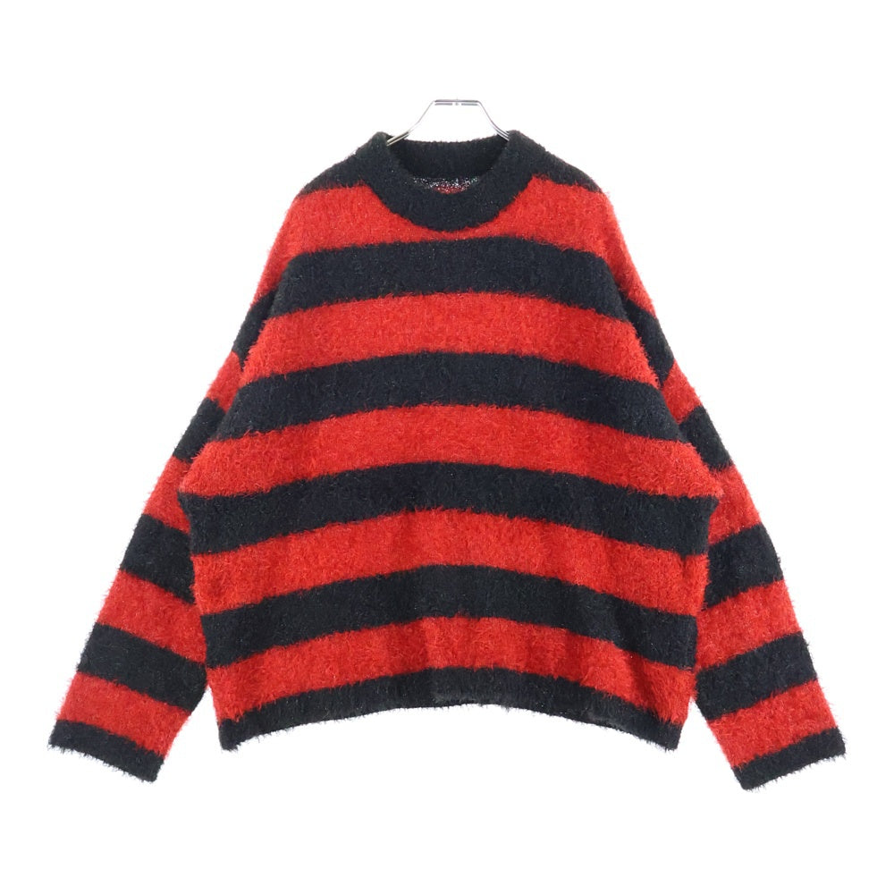 SAINT MICHAEL(セントマイケル) 25AW CREW NECK KNIT / GLITTER BORDER グリッターボーダー 長袖クルーネックニットセーター レッド/ブラック SM-HR1-0000-069
