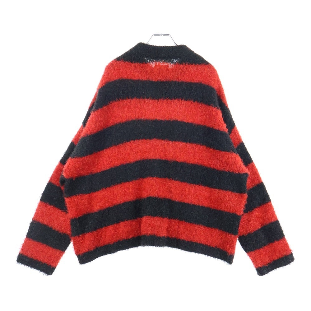 SAINT MICHAEL(セントマイケル) 25AW CREW NECK KNIT / GLITTER BORDER グリッターボーダー 長袖クルーネックニットセーター レッド/ブラック SM-HR1-0000-069