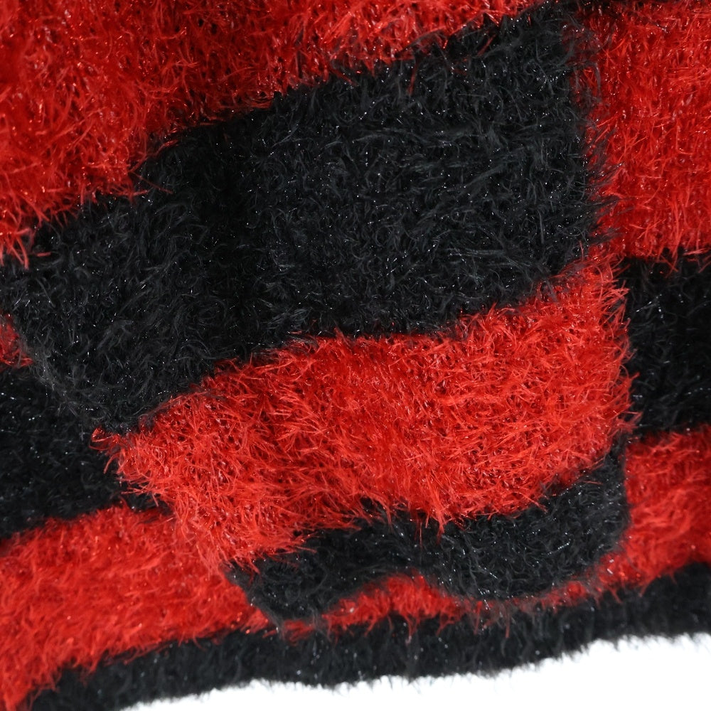 SAINT MICHAEL(セントマイケル) 25AW CREW NECK KNIT / GLITTER BORDER グリッターボーダー 長袖クルーネックニットセーター レッド/ブラック SM-HR1-0000-069