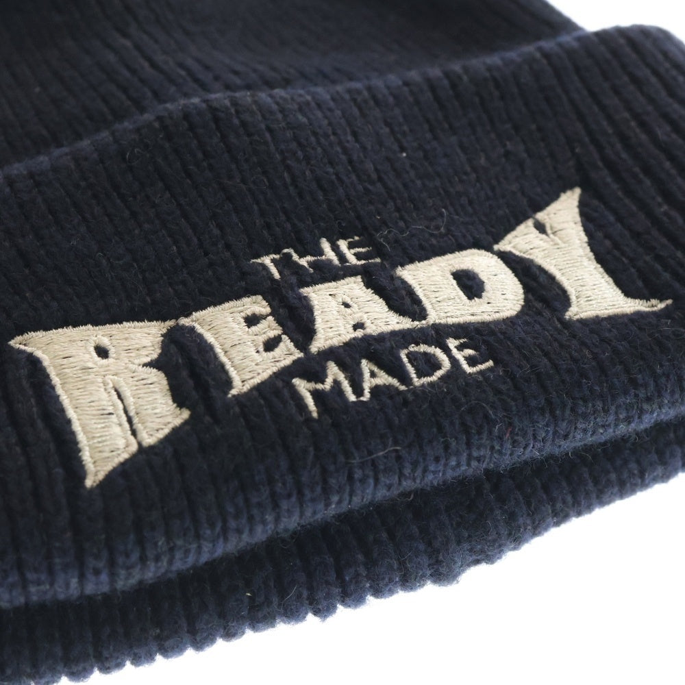 READY MADE(レディメイド) 24AW RCYCL WOOL KNT CAP ロゴ刺繍 ウール混 ニットビーニー ニット帽 帽子 ブラック RE-WO-BK-00-00-291