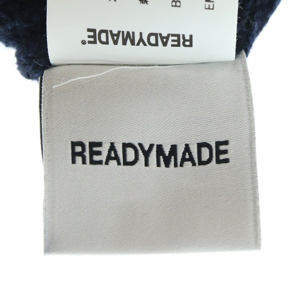 READY MADE(レディメイド) 24AW RCYCL WOOL KNT CAP ロゴ刺繍 ウール混 ニットビーニー ニット帽 帽子 ブラック RE-WO-BK-00-00-291