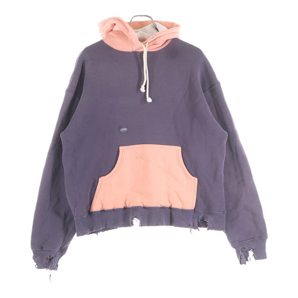 FULLCOUNT(フルカウント) 25AW FADING DOUBLE FACE SWEAT HOODIE サンフェード ダメージ加工 ダブルフェイス プルオーバースウェットパーカー フーディー パープル/ピンク 3770-1