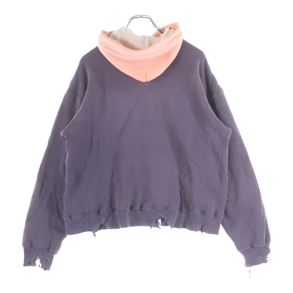 FULLCOUNT(フルカウント) 25AW FADING DOUBLE FACE SWEAT HOODIE サンフェード ダメージ加工 ダブルフェイス プルオーバースウェットパーカー フーディー パープル/ピンク 3770-1