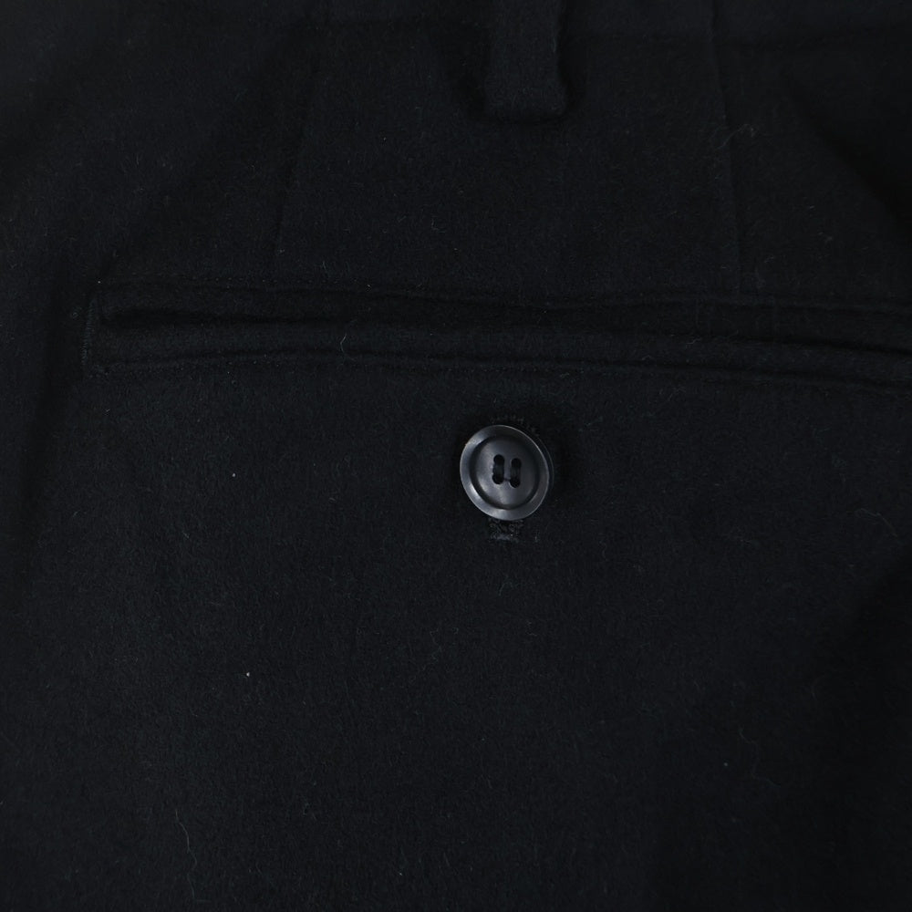 ISAMU KATAYAMA BACKLASH(イサムカタヤマバックラッシュ) GARMENT WASH WOOL FLANNEL WIDE PANTS ウォッシュ加工 ウールフランネル ワイドパンツ スラックス ブラック 2132-01