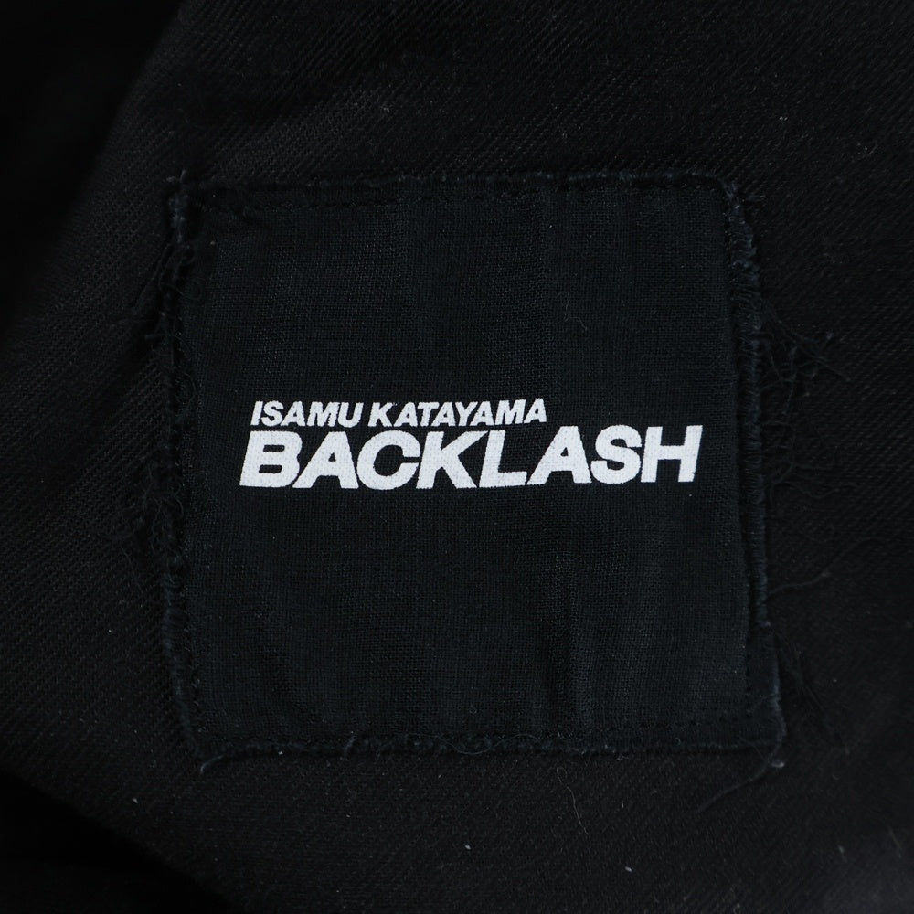 ISAMU KATAYAMA BACKLASH(イサムカタヤマバックラッシュ) GARMENT WASH WOOL FLANNEL WIDE PANTS ウォッシュ加工 ウールフランネル ワイドパンツ スラックス ブラック 2132-01