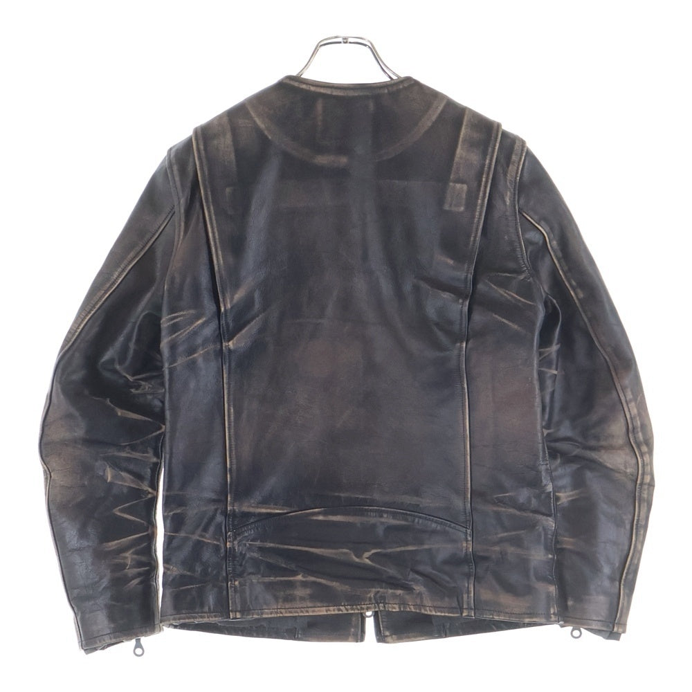 ISAMU KATAYAMA BACKLASH(イサムカタヤマバックラッシュ) JAPAN STEER BROWN CORE ANTIQUE VINTAGE-FINISH SINGLE RIDERS ジャパンステアー エイジング加工 シングルライダースジャケット 2144-03