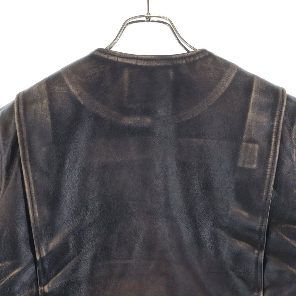 ISAMU KATAYAMA BACKLASH(イサムカタヤマバックラッシュ) JAPAN STEER BROWN CORE ANTIQUE VINTAGE-FINISH SINGLE RIDERS ジャパンステアー エイジング加工 シングルライダースジャケット 2144-03