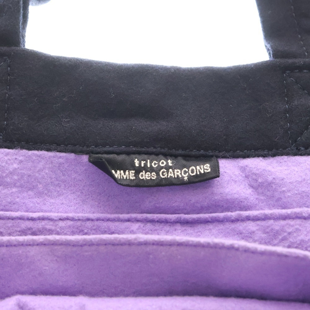tricot COMME des GARCONS(トリコ コム デ ギャルソン) サイドデザイン ウール トートバッグ ハンドバッグ ネイビー TJ-K 203 レディース