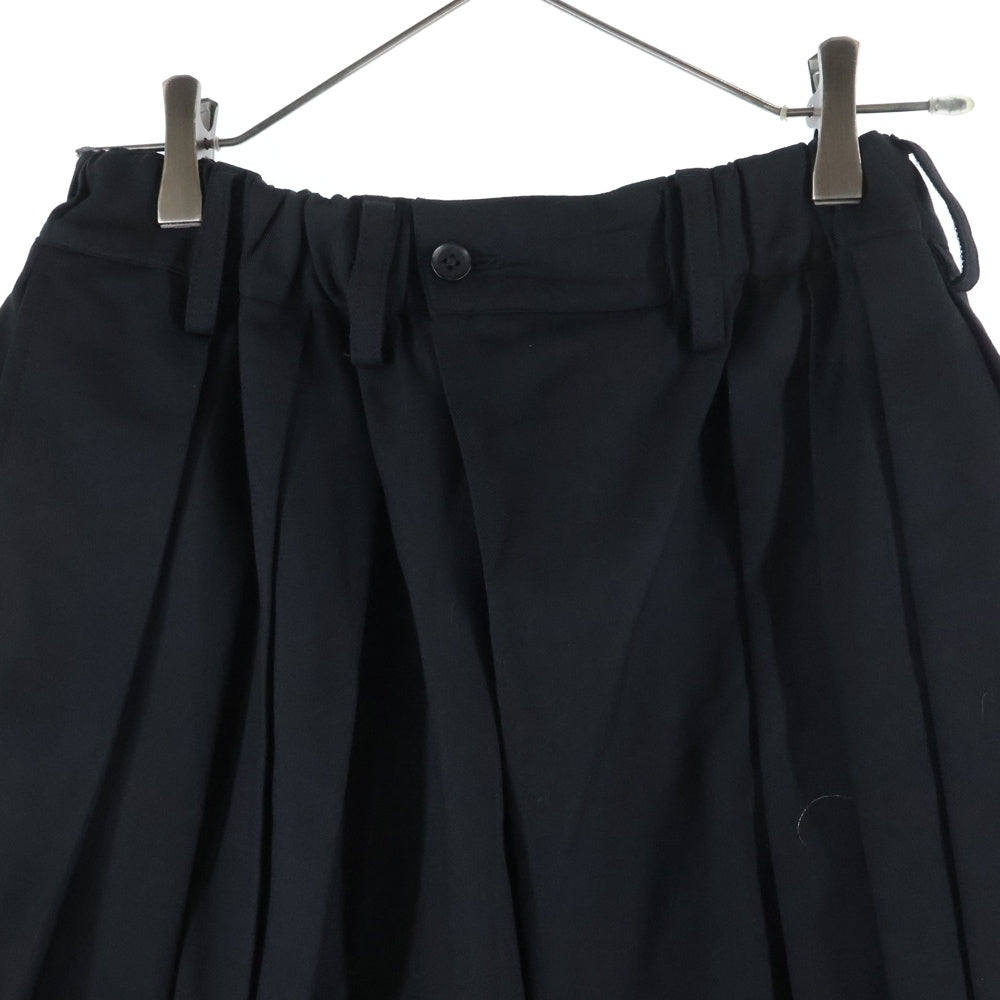 Ground Y(グラウンドワイ) 23SS ワイドプリーツ 袴ショーツ ハーフパンツ ブラック GA-P28-100