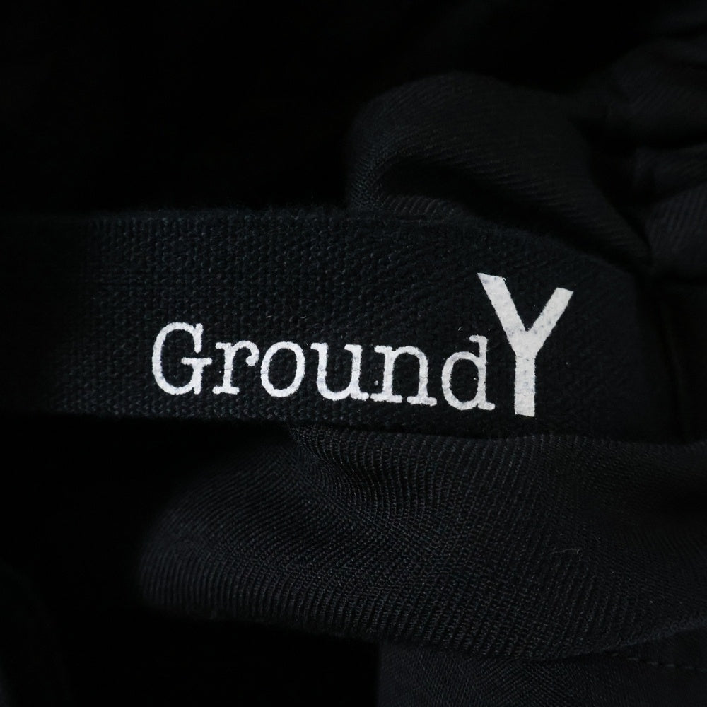 Ground Y(グラウンドワイ) 23SS ワイドプリーツ 袴ショーツ ハーフパンツ ブラック GA-P28-100
