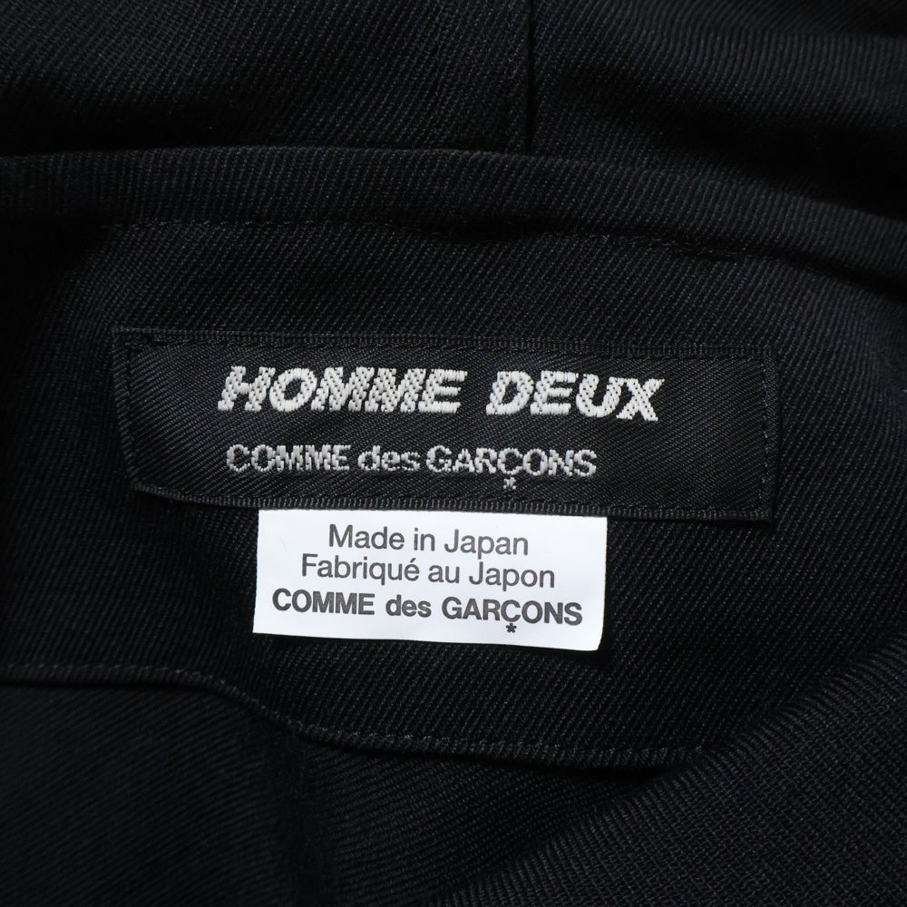 COMME des GARCONS HOMME DEUX(コムデギャルソン オムドゥ) 23AW AD2023 ウール ギャバジン フーデッドポンチョ プルオーバーパーカー ブラック DL-K802